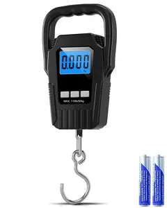 Digital Fish Scale Hanging Scale Fishing Scale,  110lb/50kg Luggage Scale,Fish Weighing Scale, Upgrade Large Handle & Backlit LCD Display, Black,Fishing Gifts for Men,Black