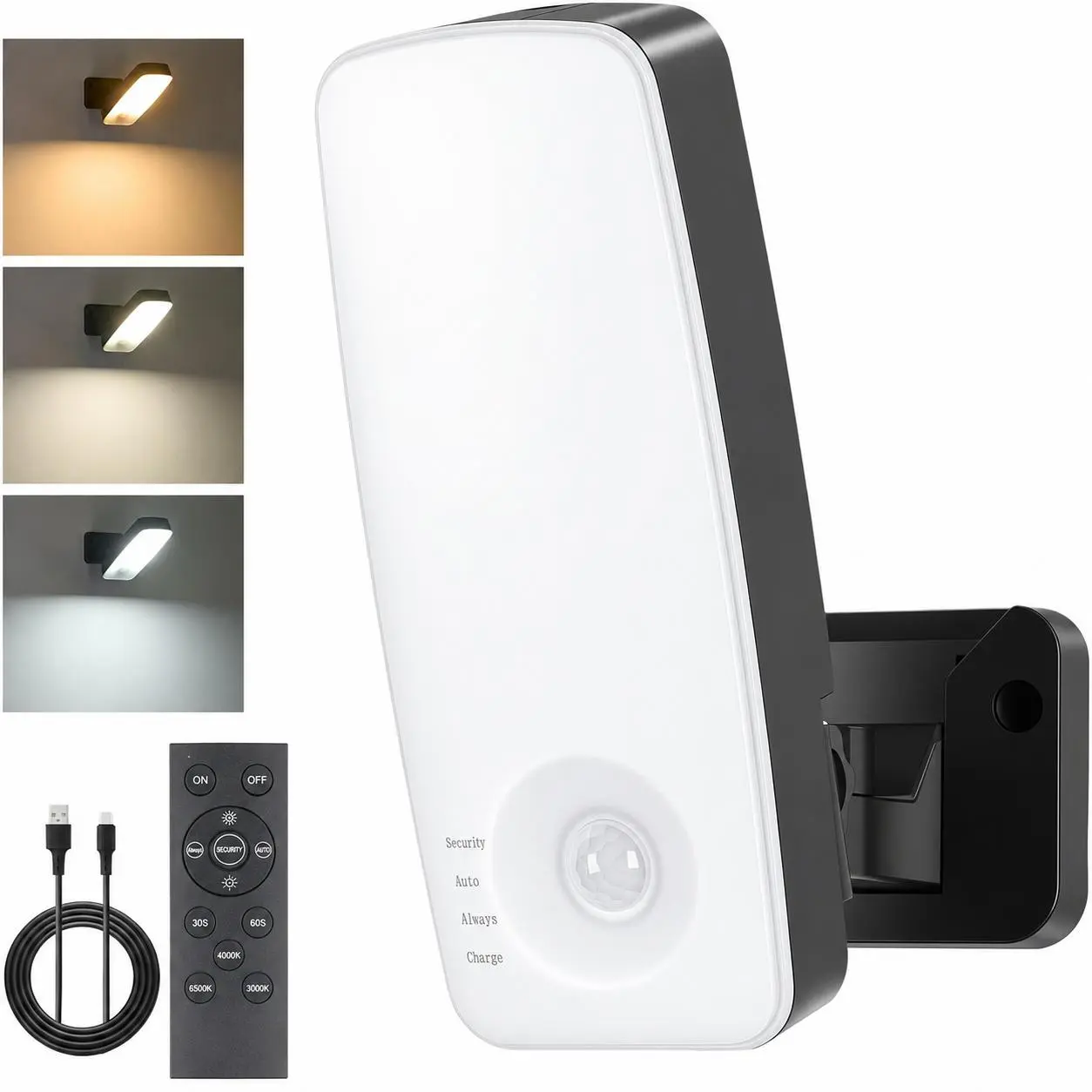 Wireless Motion Sensor Outdoor Lights, Rechargeable Battery Operated Outdoor Wall Lights with Remote, 3 Modes, 3CCT Dimmable, IP65 Waterproof Outdoor Security Lights for Garage, Yard, Fence