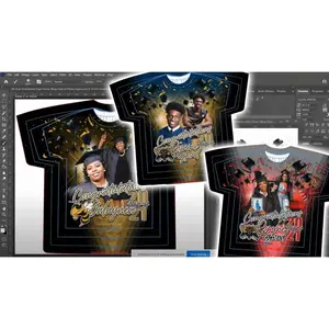 PSD-130 All-Over Graduation Caps Throw Bling Class of Photo Logo All-Over Sublimation Photoshop Template