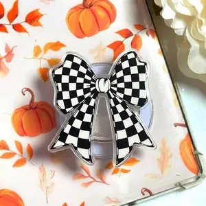 Aesthetic Checkered Coquette Bow Magnetic Phone Grip Trendy Retro Ribbon Magsafe Kickstand, Preppy Style Gift For Her