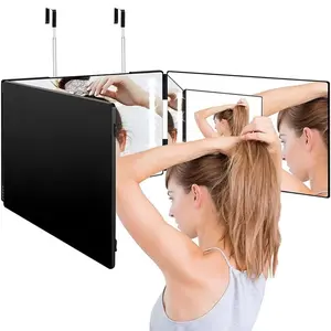 The 360 Mirror - 3 Way Mirror for Self Hair Cutting - Adjustable Trifold Barber Mirro to Cut Your Own Hair - Tri Fold Self Haircut System for Men - Three Sided Mirro for Haircuts (with LED) Led Lighted Mirror