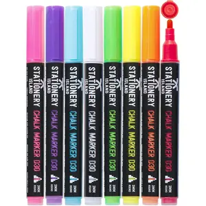 STATIONERY ISLAND Chalk Pens for Blackboard, Liquid Chalk Markers for Chalkboard and Glass, Wipeable Chalk Pens for Window Drawing,8 Colours
