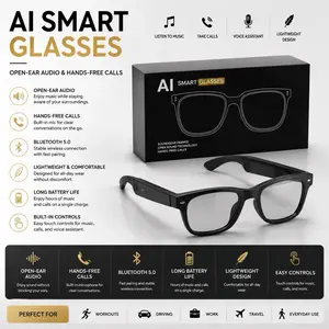 AI Smart Glasses, Open-Ear Audio Wearables, Hands-Free Calls Wireless Eyewear