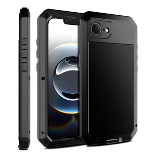 For iPhone Air 17 17e 16e 16 15 14 Plus 13 12 11 Pro Max Xs XR 8 7 Plus Glass Screen Aluminum Metal Heavy Duty Shockproof Case