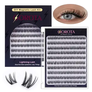 12 mm, 120 clusters, dense and voluminous no-glue segmented false eyelashes that self-adhere—no glue needed for DIY segment lash application.