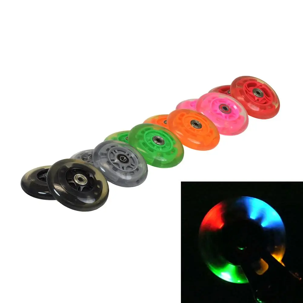 100 mm / 98 mm Replacement Flashing Light LED Kick Scooter Wheel with Bearings (Set of 2)