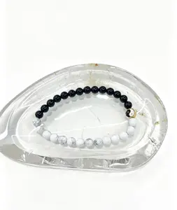 1pc Natural Yin Yang Bracelet for Men and Women, 6mm Round Gemstone Beads, Healing Crystal Bracelet, Balance and Harmony Jewelry Gift