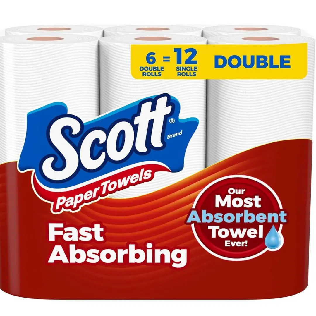 Scott Paper Towels, Choose-A-Sheet, 6 Double Rolls = 12 Regular Rolls (100 Sheets Per Roll)