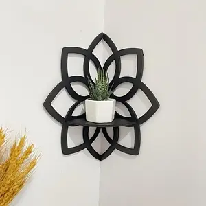 Wooden Mandala Flower Wall Corner Stand, Wall Corner Shelf, Wall Decor for Home Living Room & Bedroom