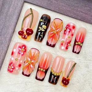Gel X Press On Nails Kit – Long  Fake Nails with 3D Gel & Glitter Designs | Salon Quality Acrylic Nails | Easy DIY Manicure Set | TikTok Viral Nail Art 2025 | #GelXNails #NailTok dreamy nail reusable premium nail prom nail ndmade nail artist H093 tiktoksh