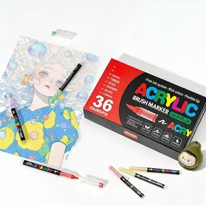 Acrylic Paint Markers Set (Painting Box), Waterproof Flexible Tip Acrylic Markers, Premium Paint Pens for Various Surfaces, Acrylic Paint Markers, Markers for Coloring, Art Supplies, Acrylic Marker, Coloring Supplies