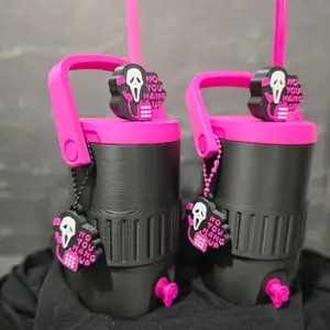 Scream themed can koozie with matching straw topper and can opener.