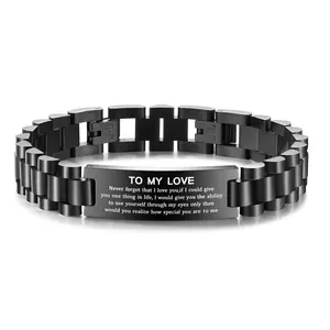 Bracelet for Men Boyfriend Love Watch Band Stainless Steel Link Jewelry Gift Anniversary Birthday Christmas New Year's Day Valentine's Day Family Gathering Gifts