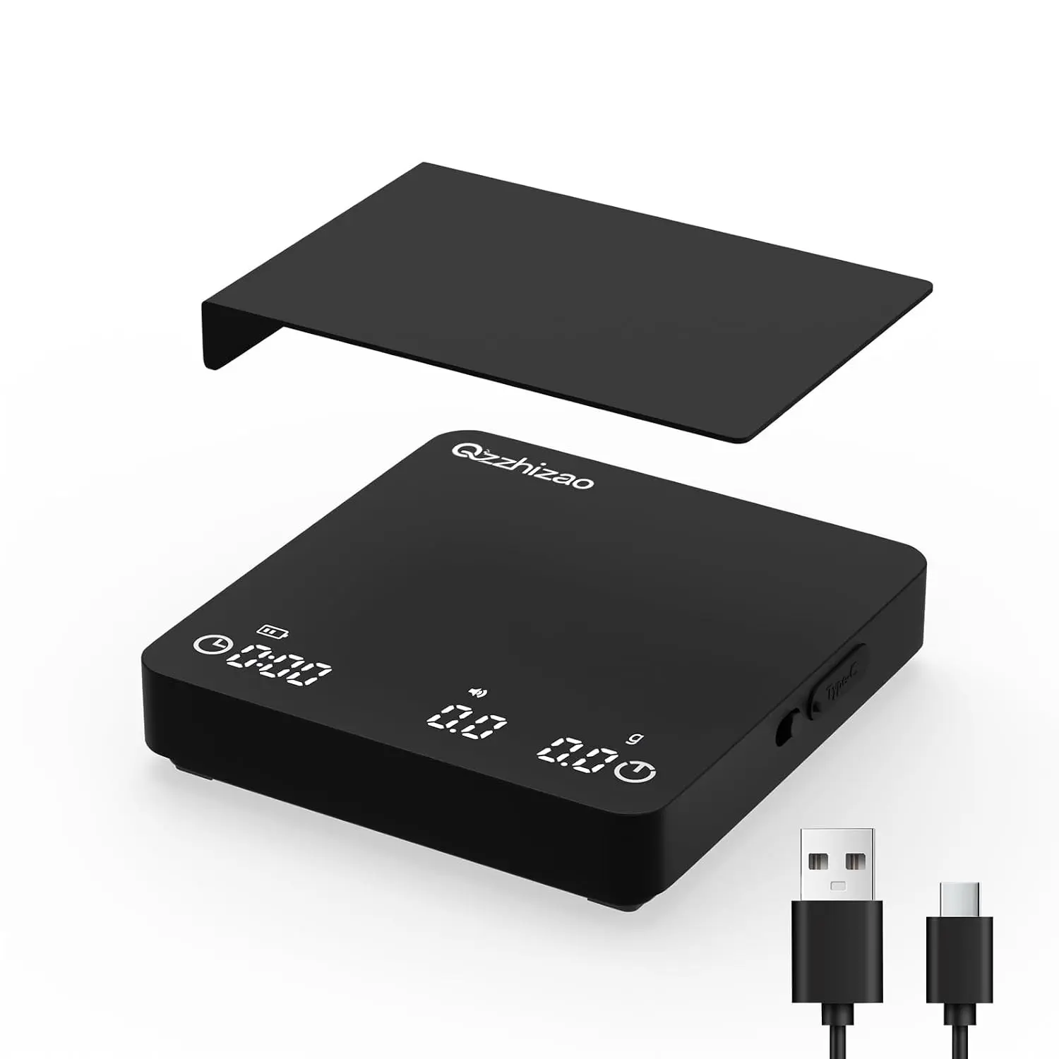 Rechargeable Compact Digital Coffee Mini Scale, 2kg/0.1g High Precision with Timer, for Espresso Brew and Pour-Over Coffee