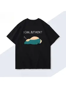 Pokémon Handheld Game Snorlax T-shirt Summer New Men's and Women's Japanese Harajuku Trend Loose Casual Short-sleeved Top
