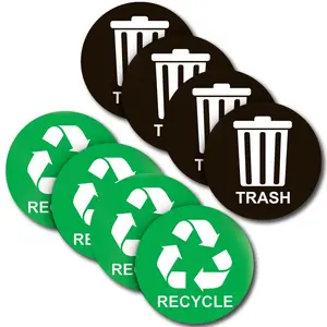 Recycle Sticker for Trash Bins  - Perfect Recycling Stickers for Trash Can (8PCS) - Suitable for Indoor/Outdoor use