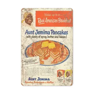 WSTKJW Aunt Jemima Pancake Waffle Mix Metal Sign for Home Cafe Bar Garage Man Cave Bedroom Wall Decor 8x12 Inch