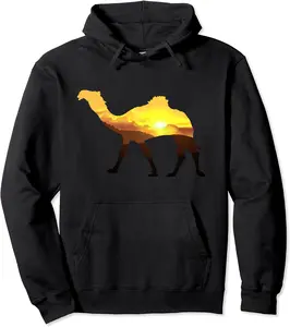 Lovely Camel Strolling Into The Desert Sun Silhouette Pullover Hoodie - Hufsakha Shop 38B07ZN3H2WT