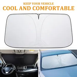 Car Windshield Sun Visor with Titanium Silver Material, Foldable UV Protection Heat Insulation Sun Shade, Universal for SUV & Sedan