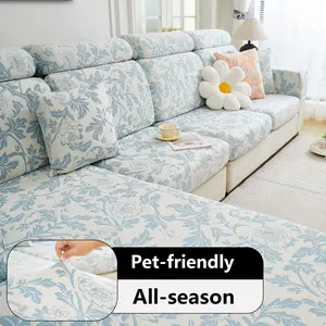 High-End Luxurious Woven Space Cotton Anti-Slip Sofa Cover, Four Seasons Universal Type Elastic Cat Scratch Proof Couch Protector, No F, Sofa Slipcover