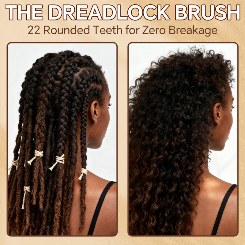 【Black Friday】Natural Wooden Loc Brush for Microlocs & Sisterlocs Prevents Tangles & Merges Massage for Scalp Relaxation & Hair Product Light Weight
