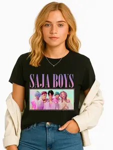 SAJA BOYS Crop Top Black T-Shirt with Band Graphic for Festivals Summer Personalized Short Sleeve Tee Unisex Breathable Fits All Sizes Made in USA Cotton Fabric Streetwear Casual