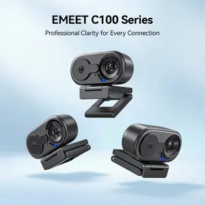 EMEET C100 1080P Webcam for PC, Fixed Focus, 66° FOV, Built-in Mic, Privacy Cover, Portable Metal Clip, Computer Camera for Home Office, Online Learning, Meetings, Streaming, Desktop, Laptop, PC USB-A