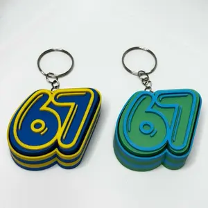 Clicker 67 3D Number Viral Meme Fidget Toy, Lightweight Keychain, USA-Made Durable Rubberized Plastic, Compact Stress Relief Gift with Clicking Sound & Layered Colors for Meme Enthusiasts