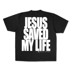 Jesus Saved My Life PUFF PRINT - Black