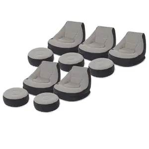 Intex Inflatable Ultra Lounge Chair With Cup Holder & Ottoman Set, Gray (5 Pack) Intex Inflatable Ultra Lounge Chair With Cup Holder & Ottoman Set, Gray (5 Pack)
