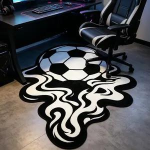 Cool Flame Soccer Rug, Gaming Room Decor, Soft Non-Slip Mat, Suitable for Restaurant, Office, Living Room, Bedroom, Game Room