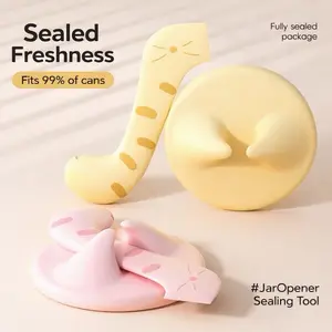 Cat & Dog Can Opener Lids Multifunction Food-Grade Silicone Pet Food Cover Spatula Shape Non-slip Easy to Use for Feeding Wet Food Opener & Cover Cute & Modern Fits 99% of Cans