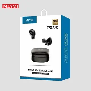 MZYMI Black, White ANC+ENC Wireless Earbuds, Sports MZYMI 5.4 Headphones, Ear Buds with ENC Noise Canceling Mic, 8Hr Playtime Earphones, Palm-Sized,  Waterproof Headset for Workout Running,