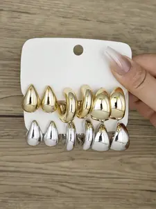 Women's Ring Earrings Set, Hoop Earring Sets, 12pcs Daily Wear Jewelry Collection, Elegant Design for Everyday Use, Perfect Gift Idea, Earring Stacking Set, Stackable Earrings