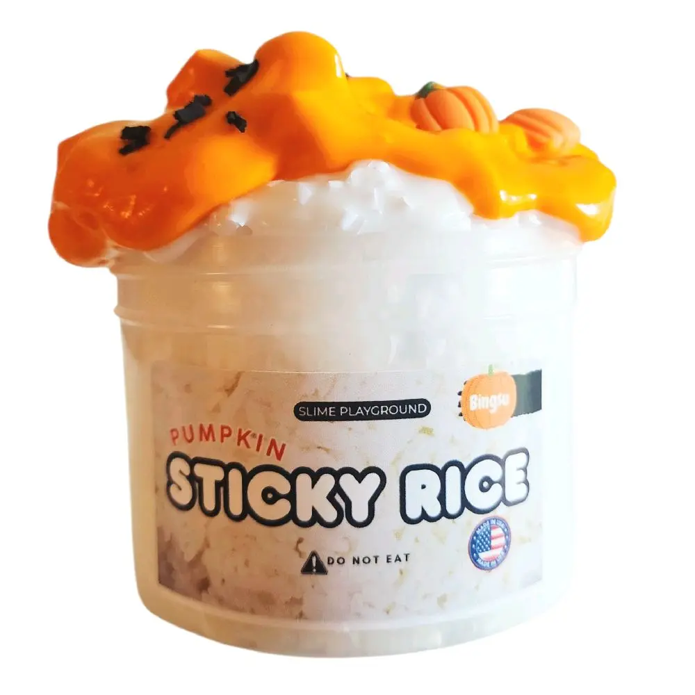 Pumpkin Sticky Rice Slime + Surprise Squishy - 8 oz  - Sensory - ASMR - Halloween
