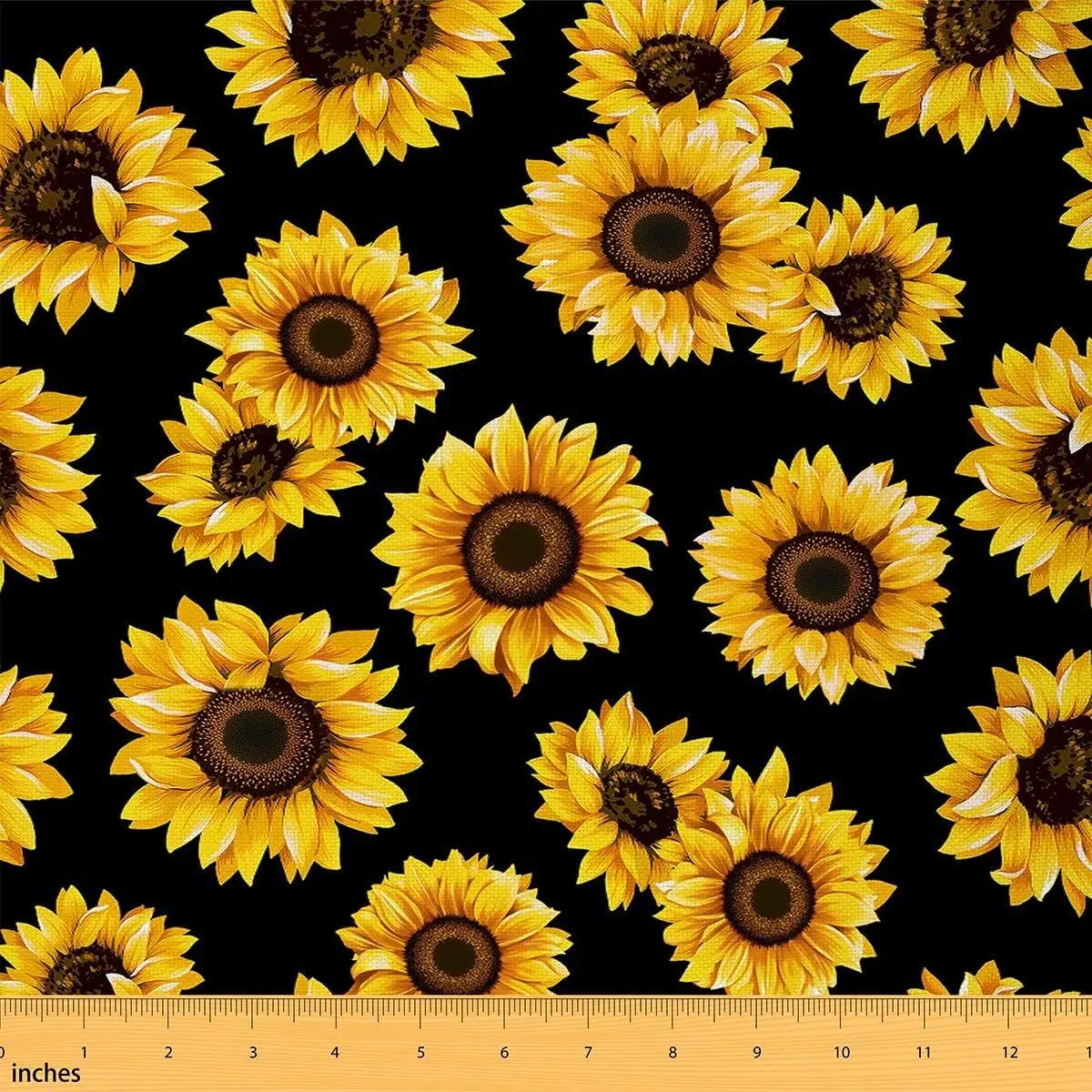 Sunflower Fabric Country Style Rustic Farm Plants Soft Flannel Polyester No Stretch Sewing Craft Watercolor Floral Garden Plant Decorative Quilting Sewing DIY Gift,,Not Cotton