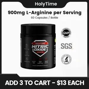 HolyTime Premium Nitric Oxide Booster 900mg L-Arginine per Serving 60 Capsules L-Citrulline Complex with Ginseng Root Extract for Heart Health Muscle Growth Energy & Blood Flow Support - Dietary