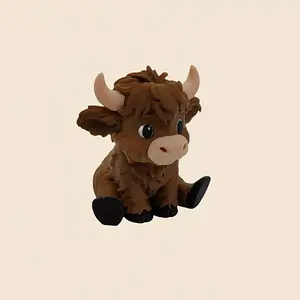 Highland Cow Ornament Farmhouse Style Desktop Decoration, Cute Realistic Bull Model for Living Room Office, Holiday Gift Christmas Thanksgiving Decor
