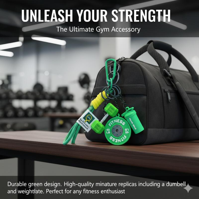 Fitness Keychain Set, MSilicone Dumbbell Kettlebell Weight Plate Keychains, Cute Keychain Gym Accessories for Men Women keychain  gift high quality fashion jewelry jew lery Durable Nylon Lanyard Fun Touch Backpack Athletic Fun Touch Durable Nylon Lanyard