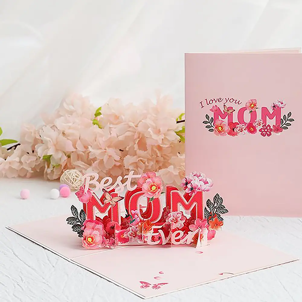 Pop Up Card 3D Creative Greeting Card for Moms and Holiday Gifts, with unique note card and envelope