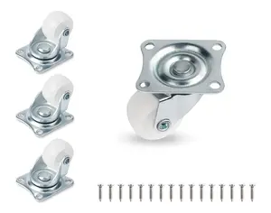1" Low Profile Caster Wheels Set of 4, No Noise Casters for Furniture with Polyurethane Wheels, Small Rectangle Swivel Caster with 360 Degree Top Plate 22 Lbs Weighs Capacity Each Caster beesclover
