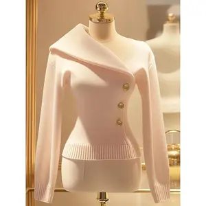 [Stylish Sweater] Cozy, Warm, and Stylish Yellow V-Neck Sweater |   Elegant Faux Button Details for Women - Perfect for Fall and Winter, Fashion