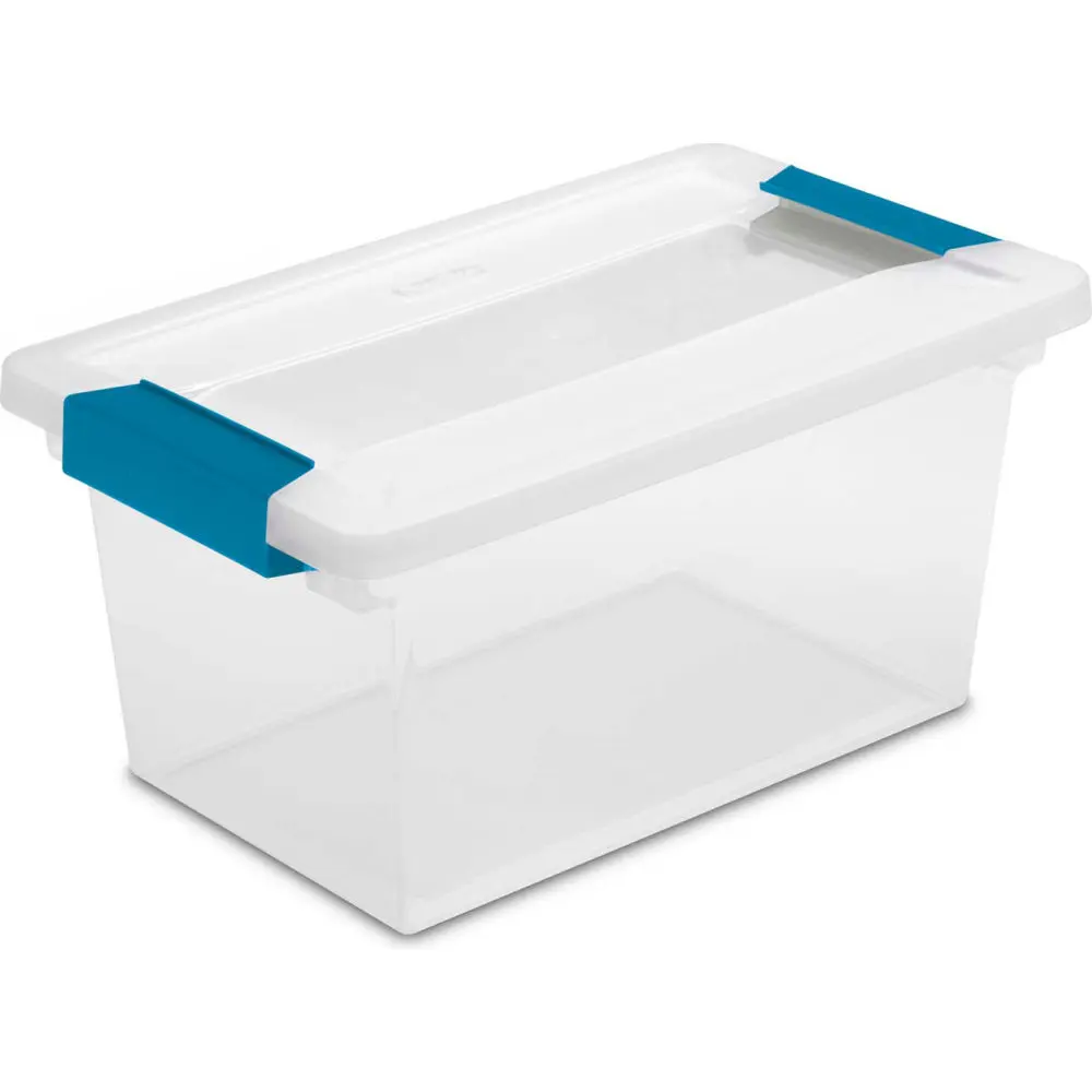 Sterilite B2142302 Sterilite Medium Clip Clear Storage Box with Latched Lid 19628604 - 11 x 6.625 x 5.375 in. - Pack of 4