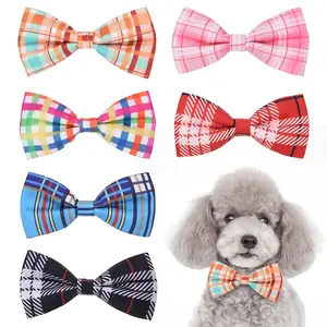 PAWCHIE Plaid Dog Bow Ties 6 Pcs - Cute Dog Collar Attachment Bow Ties Collar Charms Accessories Fit Small Medium Large Dogs Puppies Cat for Party Wedding Birthday
