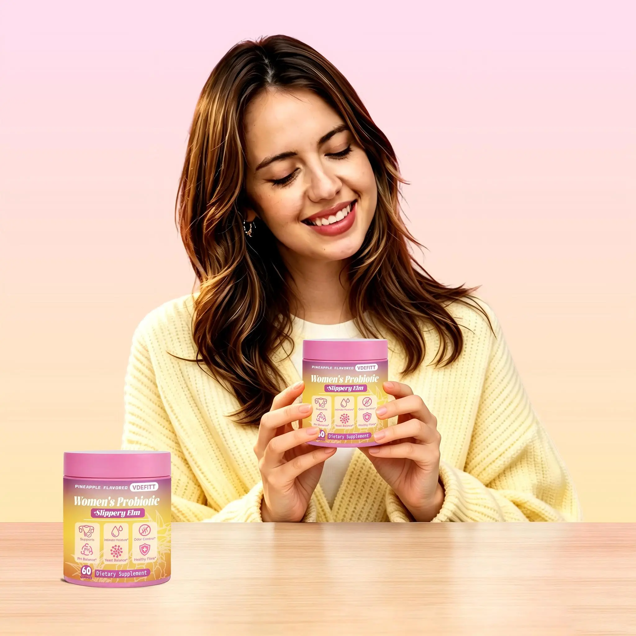 Feminine Wellness Probiotic Gummies for Women | Pineapple Flavor | Slippery Elm, Prebiotics & Lactobacillus | Supports pH Balance, Daily Freshness & Women’s Overall Health | 60 Count
