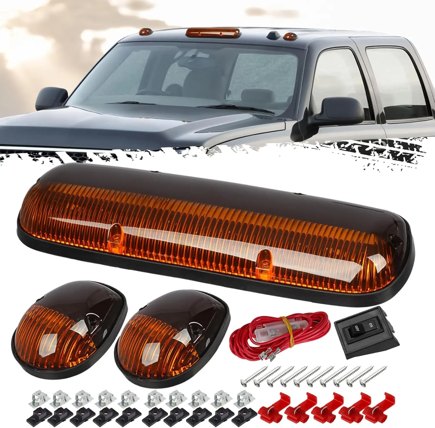 Partsam Amber Cab Marker Roof Running Light for Silverado/Sierra Tucks 3PCS