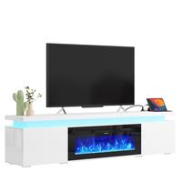 White TV Stand+Fireplace