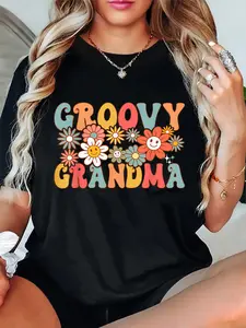 100% Cotton Unisex Retro Groovy Grandma 1st Birthday Matching Family Hippie T-Shirt