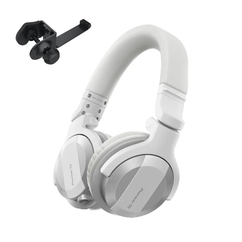 Pioneer DJ HDJ-CUE1BT White BT Headphones + Hanger Clamp