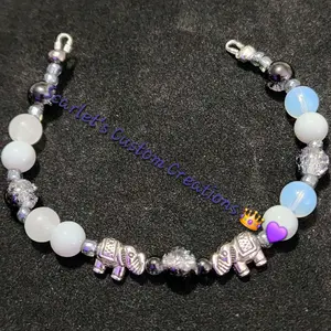 Scarlet's Custom Creation Blue Bead Bracelet with Elephant Charms Elegant Design & Customization Options for Everyday Wear or Special Occasions